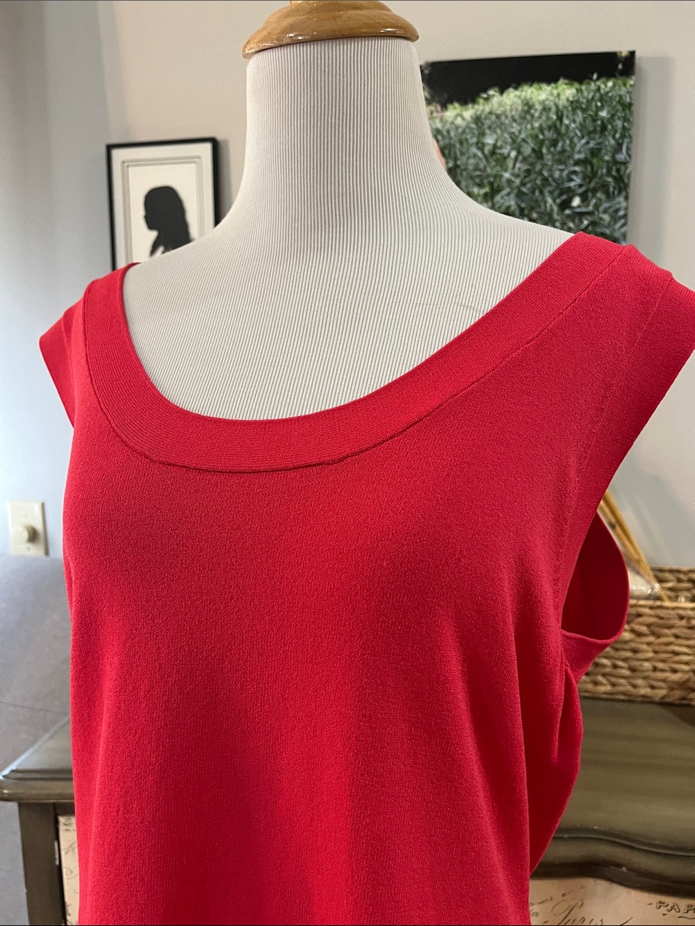 VINTAGE Y2K GEORGE SCOOP NECK KNIT TANK TOP RED SIZE XL 16 TO 18 - Picture 4 of 14